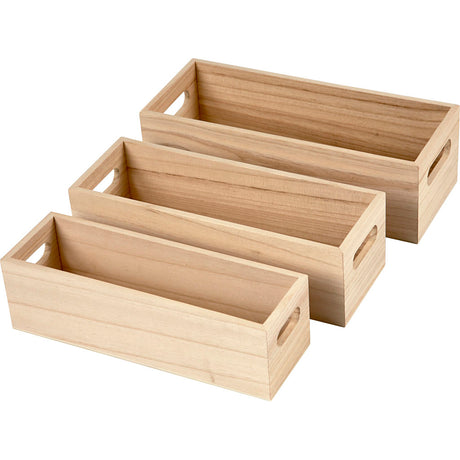 Caisses de rangement Creativ company, h : 6,5-7,5 cm, l : 22+23,5+25 cm, l : 6,5+7,5+8,5 cm, 3 pièces 1 set