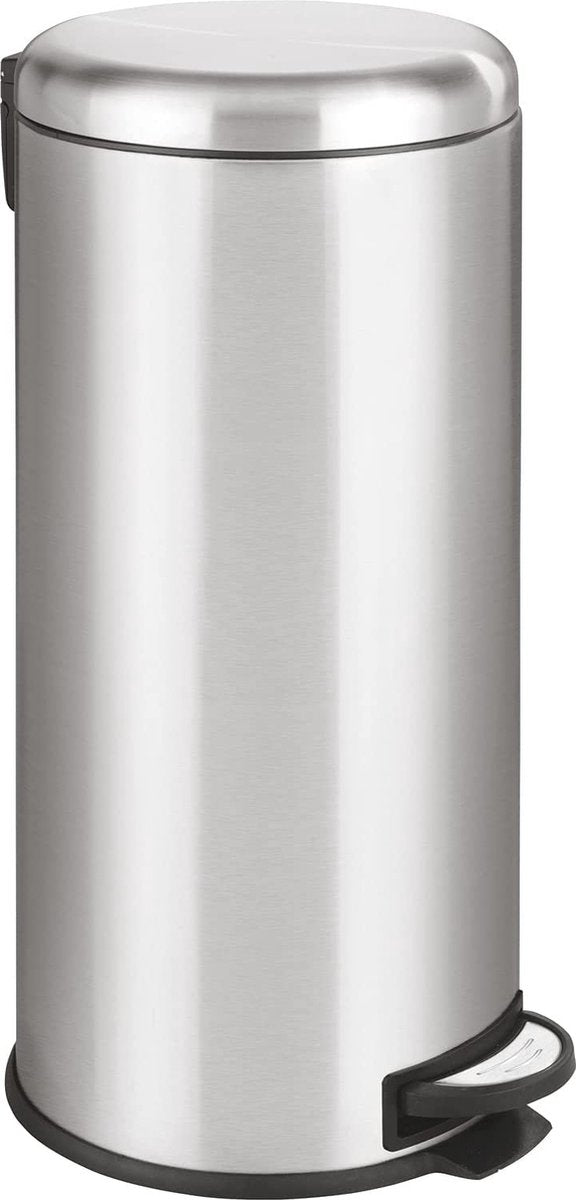 Wenko poubelle à pédale Leman 30 litres en acier inoxydable mat - couvercle à fermeture facile - poubelle - poubelle - poubelle - poubelle - poubelle