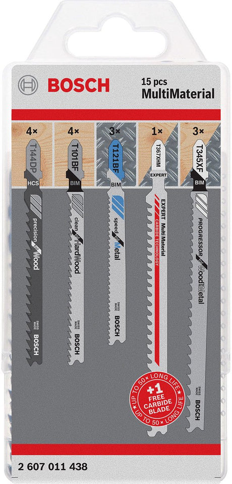 Bosch multimatériau - set brzeszczot - 15 pièces - supports en t - professionnel