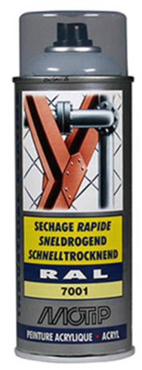 Laque acrylique industrielle Motip brillant RAL 7001 gris argent - 400 ml
