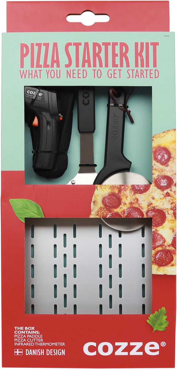 Coffret Cozze ® avec pelle à pizza, coupe-pizza thermomètre, 3 pièces