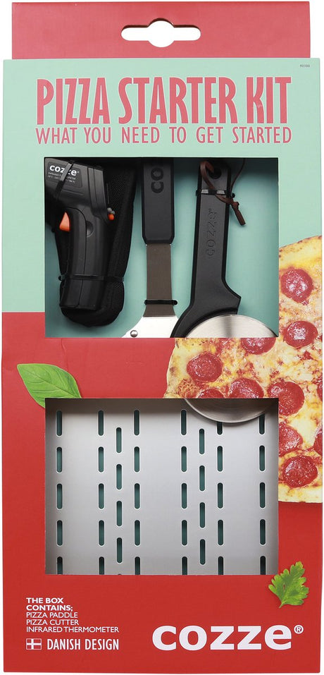 Coffret Cozze ® avec pelle à pizza, coupe-pizza thermomètre, 3 pièces