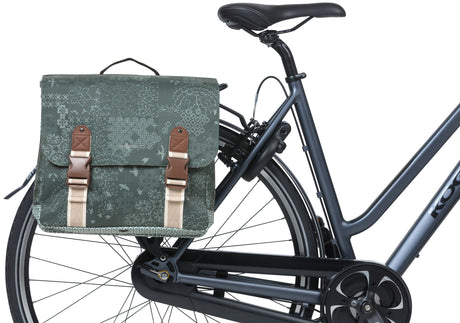 Basil Bohème Double bicycle bag green, water -repellent, 35l, including a mik adapter plate