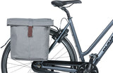 Basil City Double Bicycle Sac gris, hydrofuge, adapté aux vélos électriques, réfléchissant, 28-32L