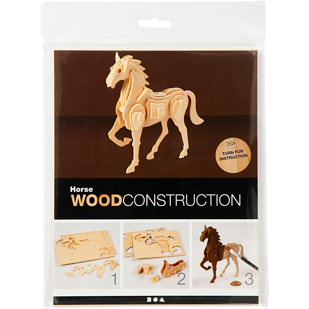 Creativ company Puzzle 3D, cheval, dimensions 18x4,5x16 cm, 1 pièce