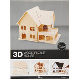Creativ company Jeu de construction 3D en bois, maison avec véranda, dimensions 22,5x16x17,5, 1 pièce
