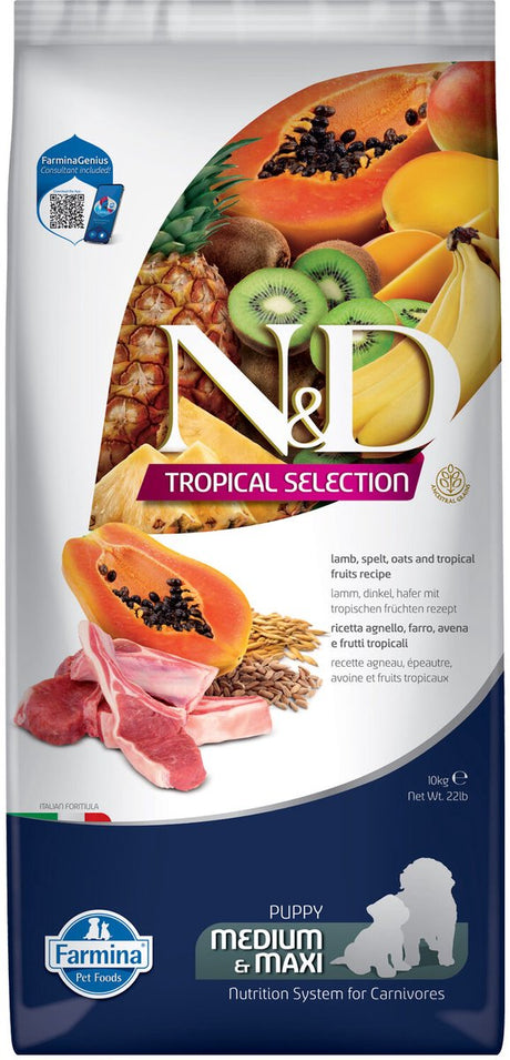 Farmina n d tropical chiot moyen maxi - agneau - 10 kg