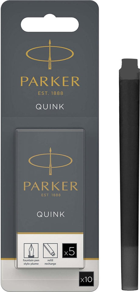 Cartouches d'encre pour stylo plume longue Parker | encre noire quink | 10 cartouches de stylo plume