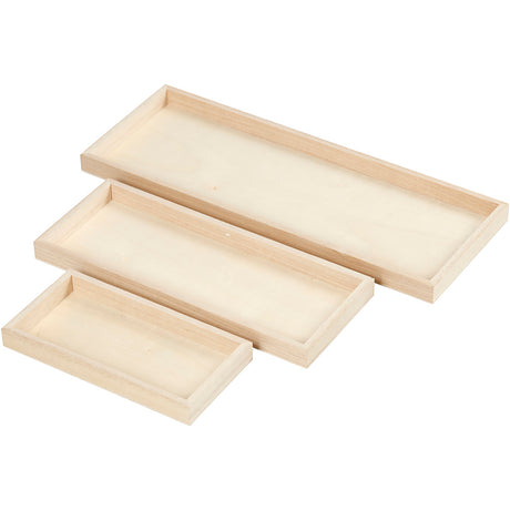Plateaux Creativ company, l: 20+30+40 cm, l: 10+12+15 cm, 3 pièces 1 boîte