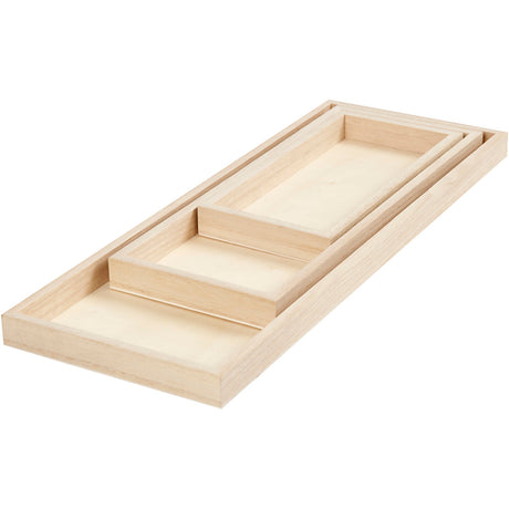 Plateaux Creativ company, l: 20+30+40 cm, l: 10+12+15 cm, 3 pièces 1 boîte