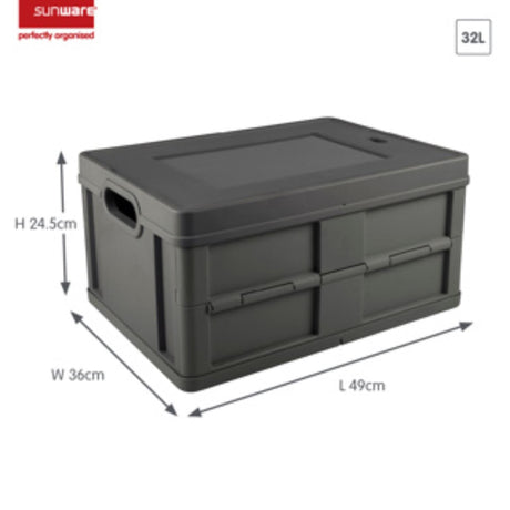 Caisse pliante fermée carrée Sunware 32l avec couvercle anthracite