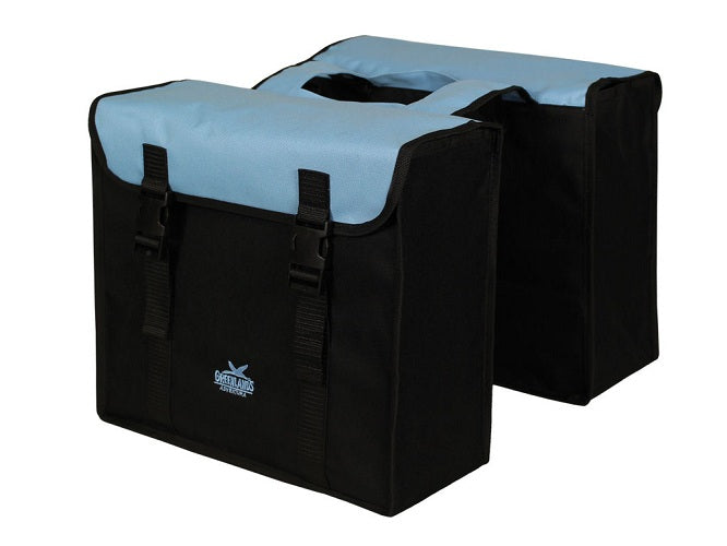 Sac double du Groenlands, bleu noir. Dimensions 38x34x13cm. Contenu total 35L