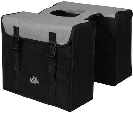 Sac double du Groenlands, noir-gris. Dimensions 38x34x13cm. Contenu total 35L