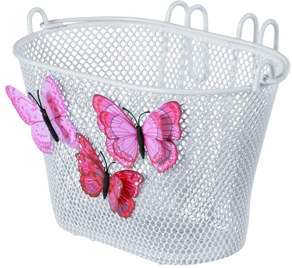 Basil Jasmin Butterfly Children's Bike Basket à l'avant ou à l'arrière du blanc