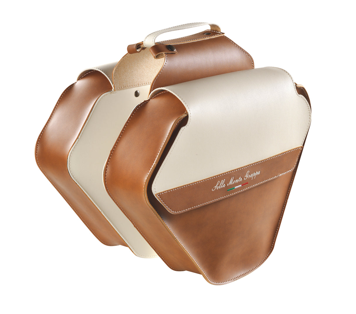 Monte Grappa Double Bicycle Bag Fashion Leather Cognac Creme