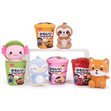 Pot de nouilles en peluche Kawaii avec animal 4 asst | 4 pièces