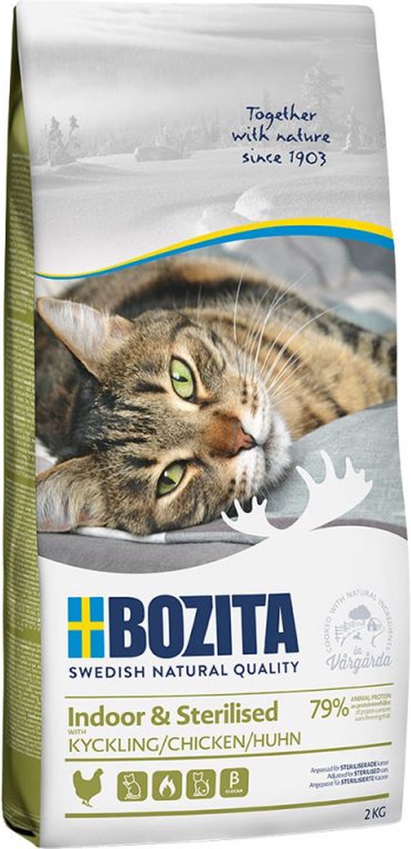 Série stérilisée d'intérieur Bozita - nourriture sèche sans céréales - course - 2kg