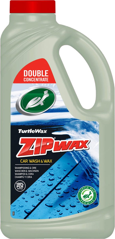 Shampoing Turtle Wax Zip Wax - double concentré - nettoie en profondeur, fait briller et ajoute de la cire - finition sans traces et sans taches - 10 ml dans 5 litres d'eau - 1 litre