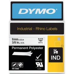 Ruban polyester permanent dymo rhino noir, blanc 9 mm