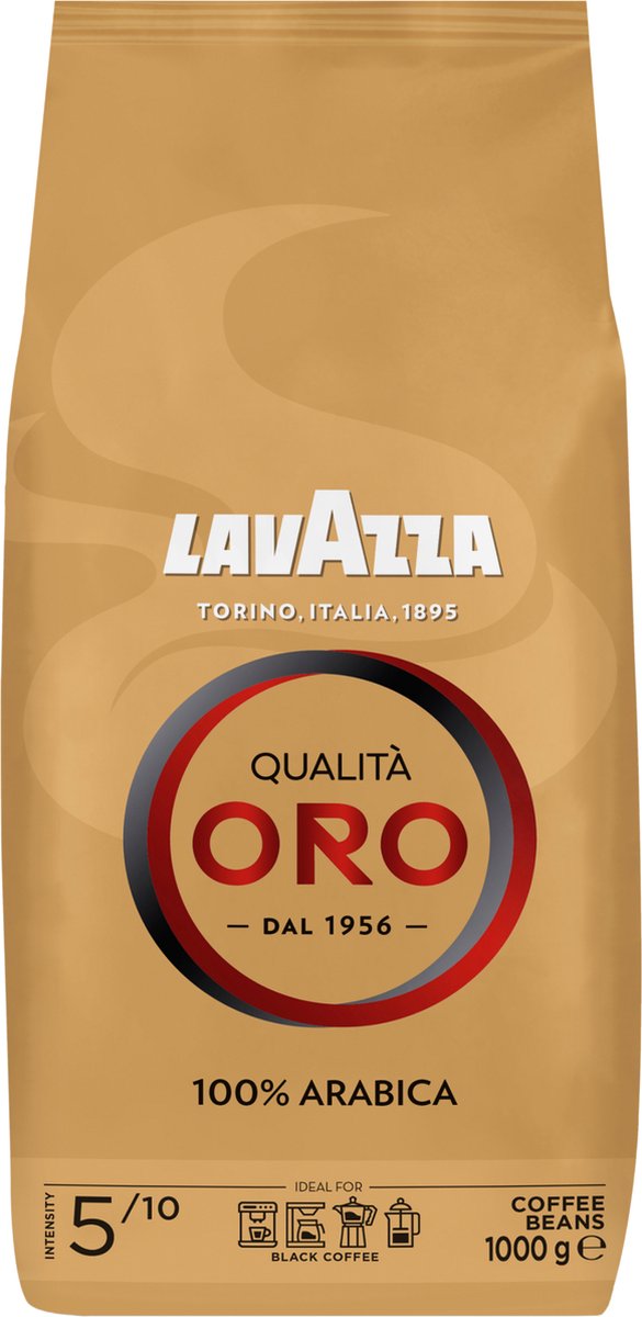 Café en grains Lavazza qualità oro - grains de café 100% arabica - intensité 5 10 - 1 kg