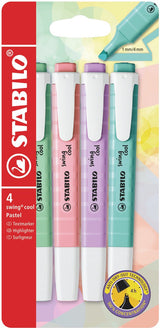 Stabilo swing cool - surligneur - parfait pour les déplacements - pastel - étui de 4 couleurs