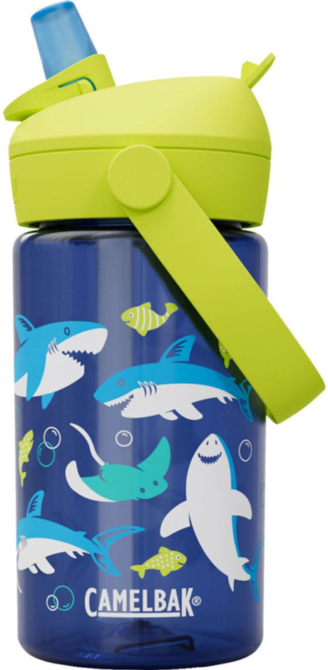 Camelbak thrive flip paille gourde enfants - 400 ml - avec paille - bouteille d'eau - bleu (requins et raies)
