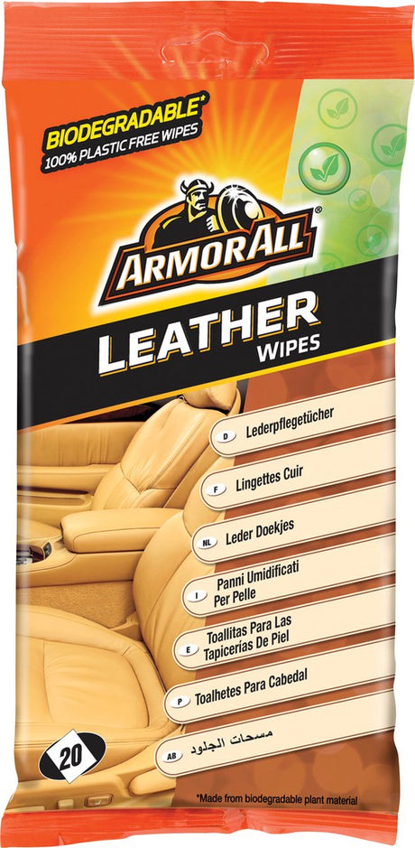 Armor all lingettes nettoyantes cuir bio 20 pièces