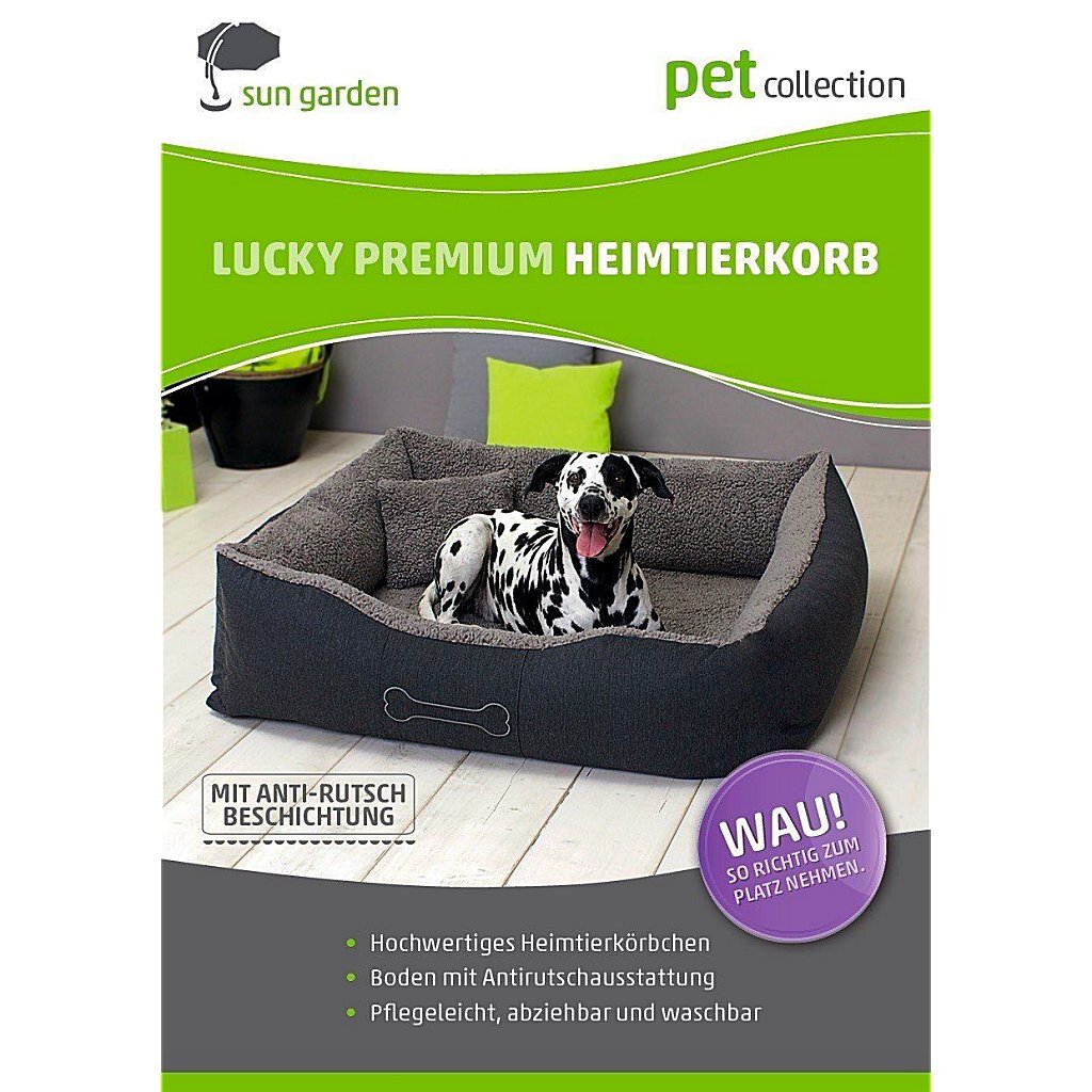 Sun garden lit pour chien de luxe Lucky + coussin 59x67x20 cm marron beige