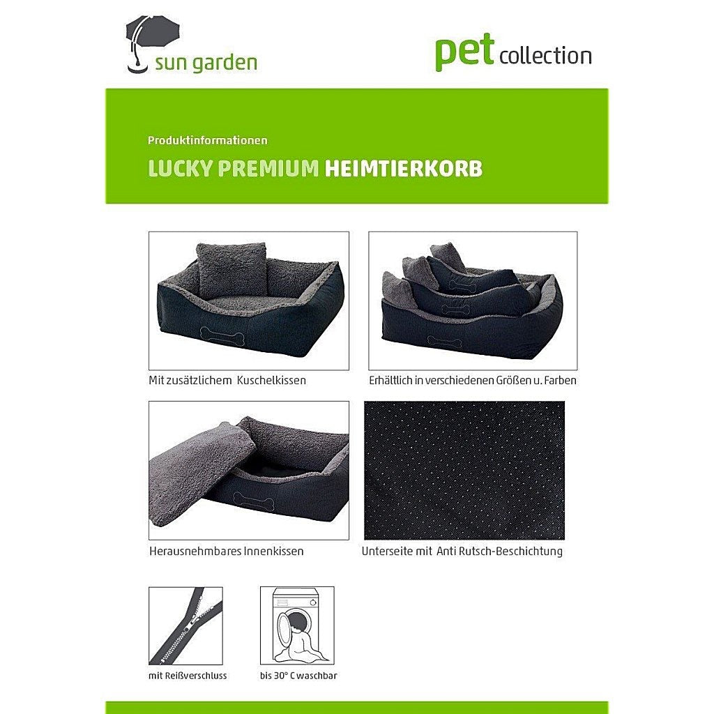 Sun garden lit pour chien de luxe Lucky + coussin 80x70x20cm gris