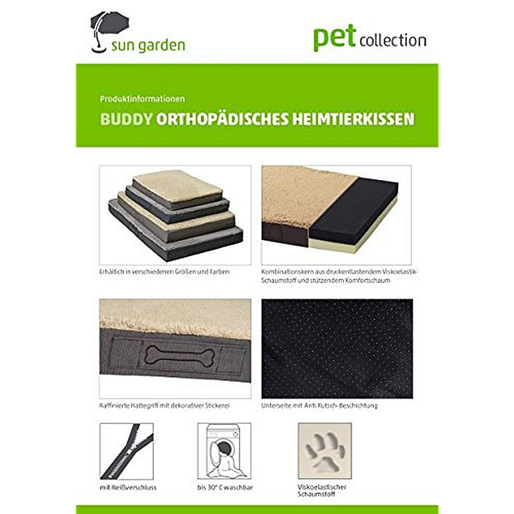 Coussin orthopédique pour chien Sun garden buddy 72x50x8cm anthracite