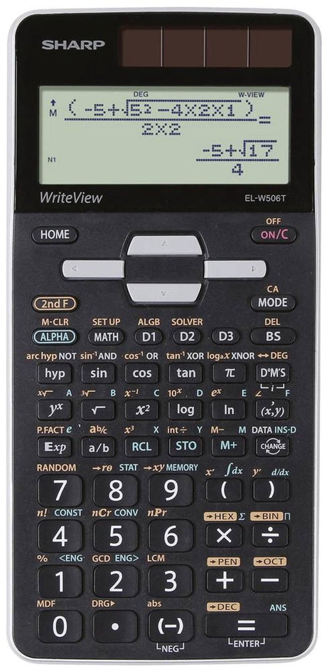 Calculatrice scientifique Sharp - elw506tgy - noir - 1x pile LR44 - sh-elw506tgy