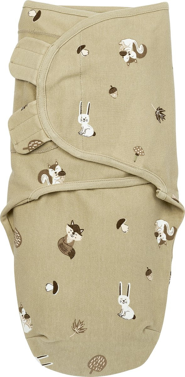 Couverture d'emmaillotage Meyco pour bébés animaux de la forêt - sable - 4-6 mois - 1,0 tog