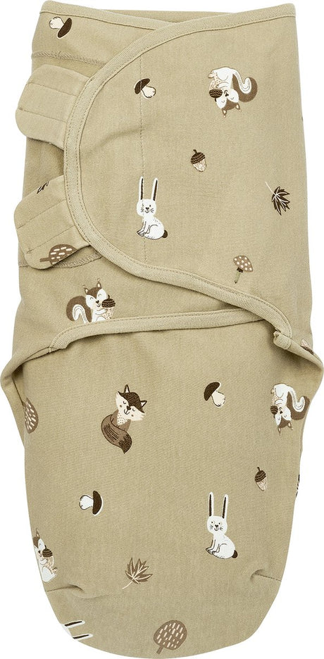 Couverture d'emmaillotage Meyco pour bébés animaux de la forêt - sable - 0-3 mois - 1,0 tog