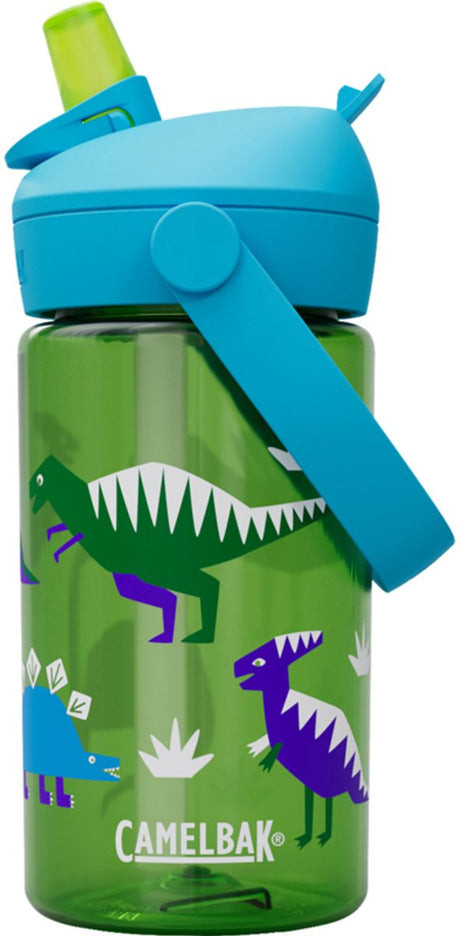 Camelbak Thrive Flip Straw Gourde Enfants - 400 ml - avec Paille - Bouteille d'eau - Vert (Dinosaures branchés)