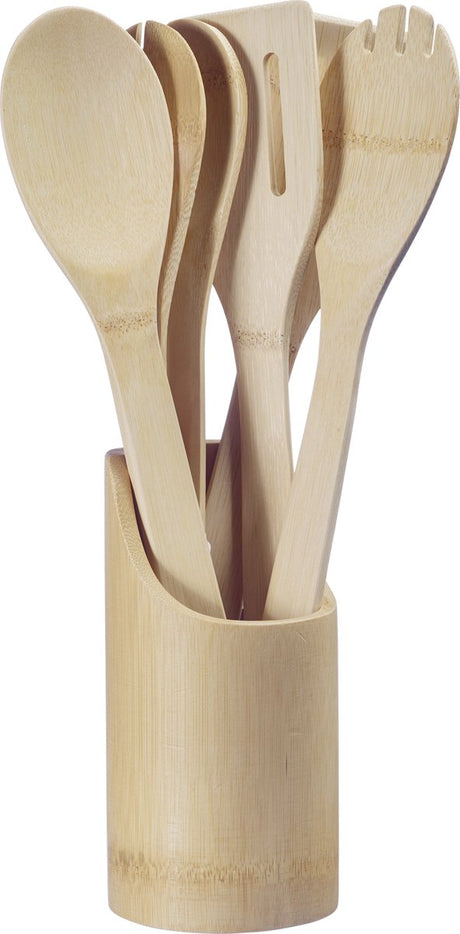Ensemble d'ustensiles de cuisine Westmark - ensemble d'ustensiles de cuisine composé d'une louche, d'une cuillère à salade, d'une spatule et d'une pince, de couverts et d'un couteau. bol - bambou, 6 pièces.