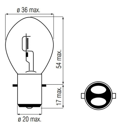 Lampada per bordi 12 volt 25 25 watt ba20d