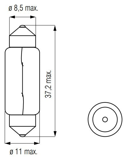 BOSMA Lamp 12v-10w Tube 11x38