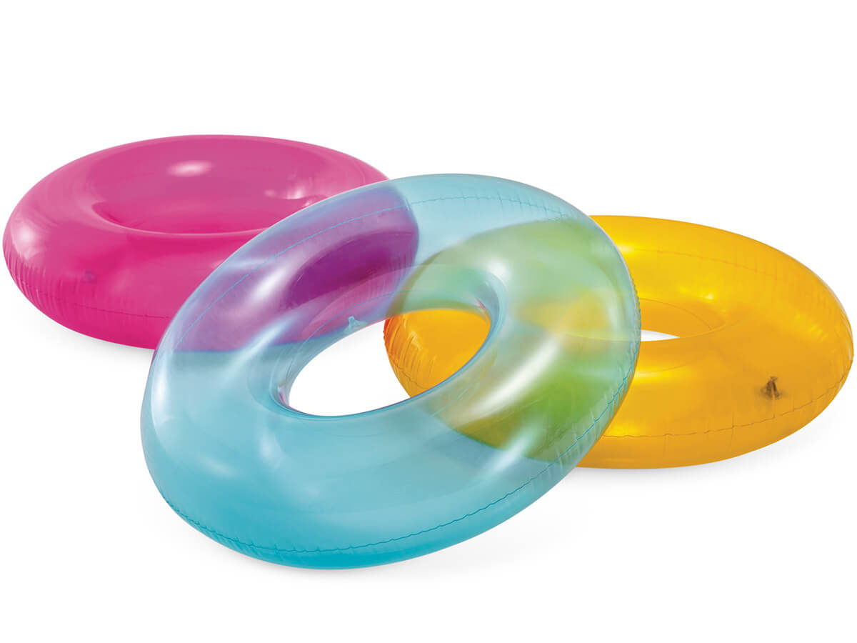 Bouée de bain colorée transparente Intex-rose