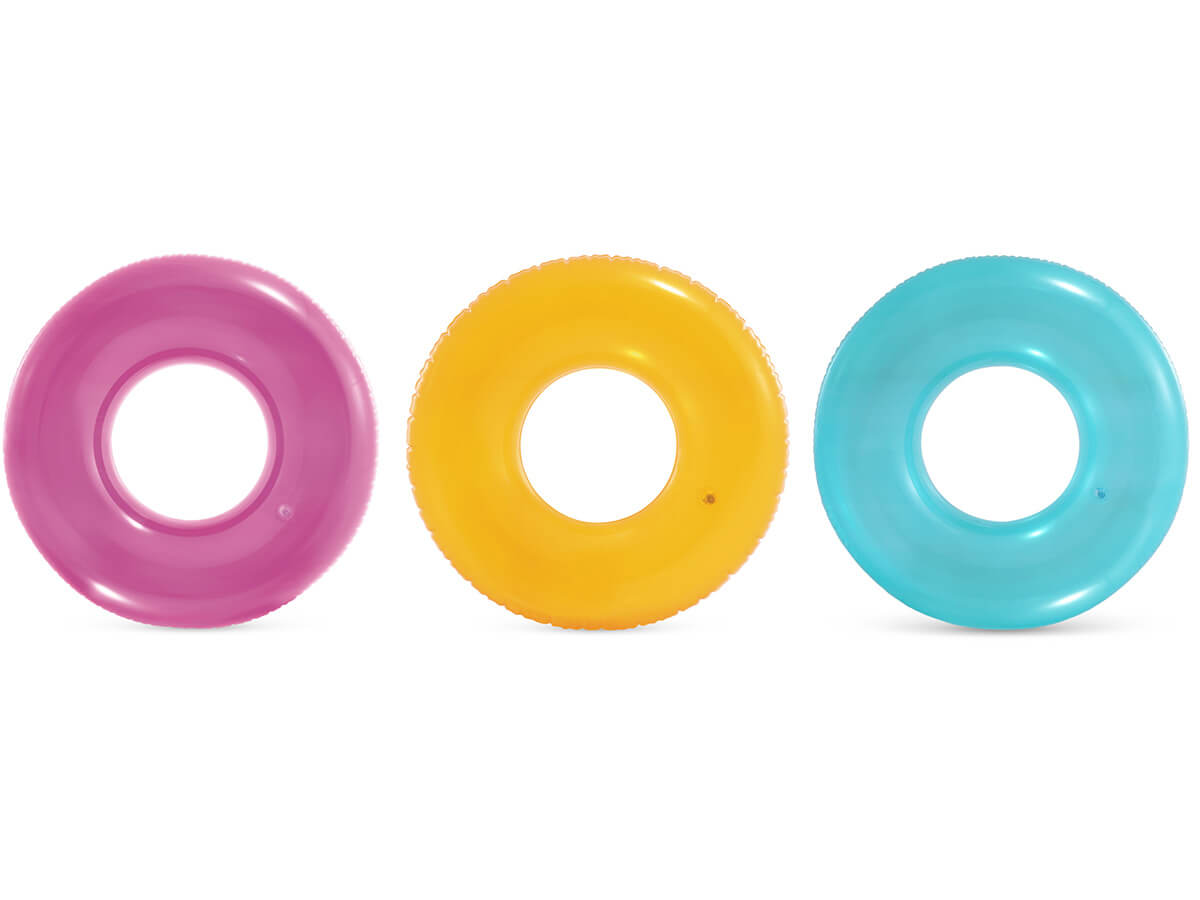 Bouée de bain colorée transparente Intex-rose
