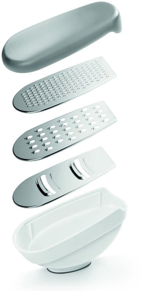 Metaltex - râpe à fromage 3 en 1 - avec bac de récupération - 3 lames de râpe - passe au lave-vaisselle