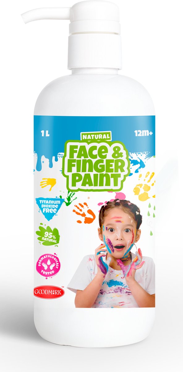 Boti flacon de peinture au doigt naturel pour le visage avec pompe - blanc, 1l