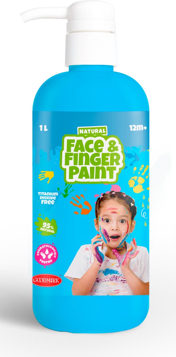 Boti flacon de peinture au doigt naturel pour le visage avec pompe - bleu, 1l
