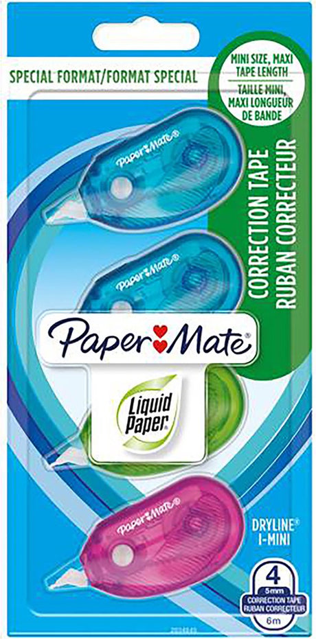 Ruban correcteur Paper Mate Dryline i-mini | différentes couleurs | 4 pièces