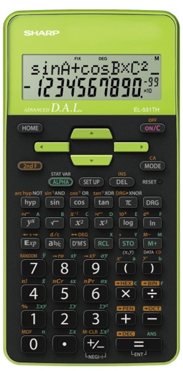 Calculatrice scientifique Sharp - el531thgr - noir vert - 1x pile LR44 - sh-el531thgr