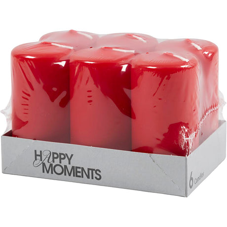 Bougies Creativ company, h : 100 mm, d 50 mm, rouge, 6 pièces 1 boîte
