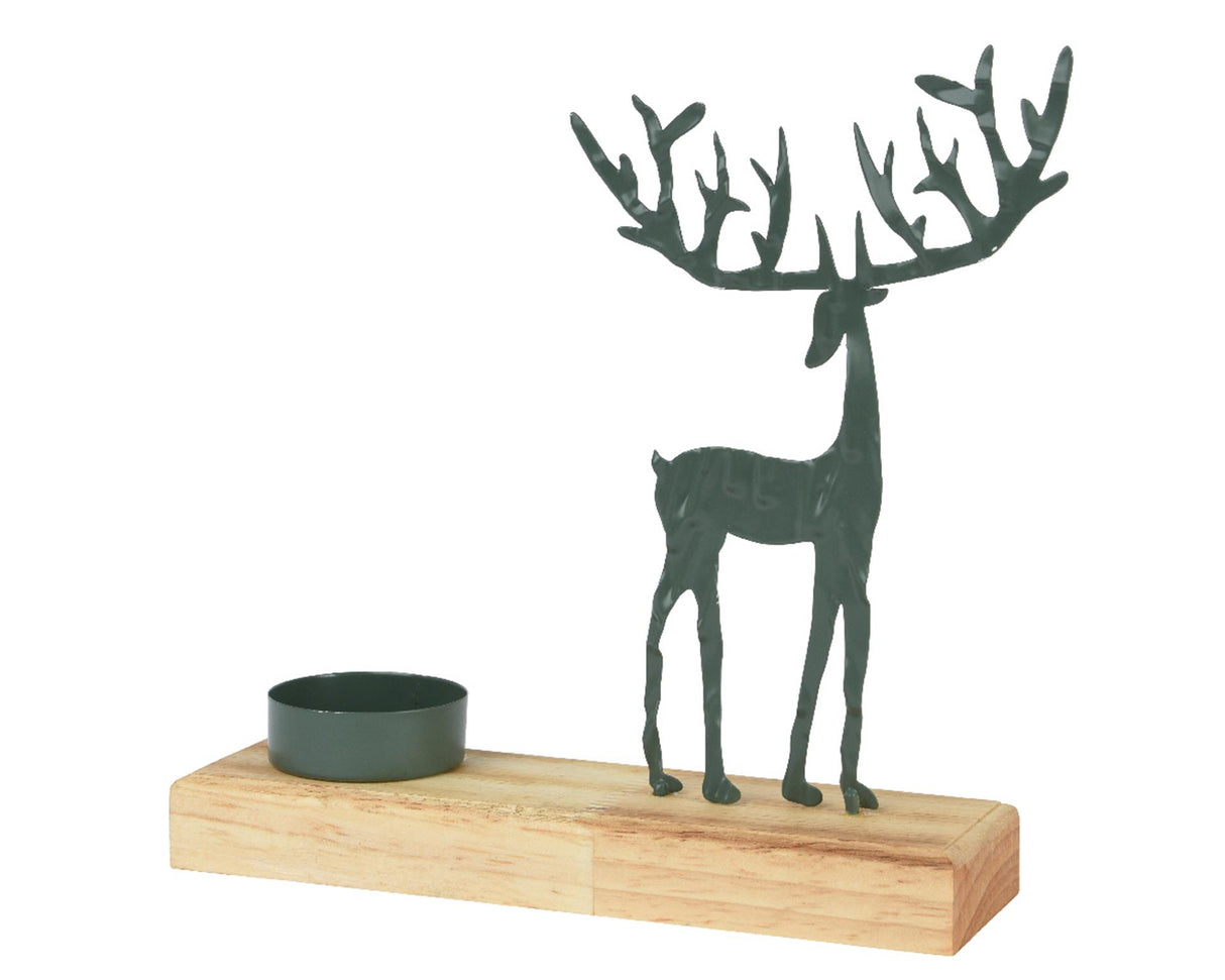 Photophore Decoris cerf métal sur socle h17c