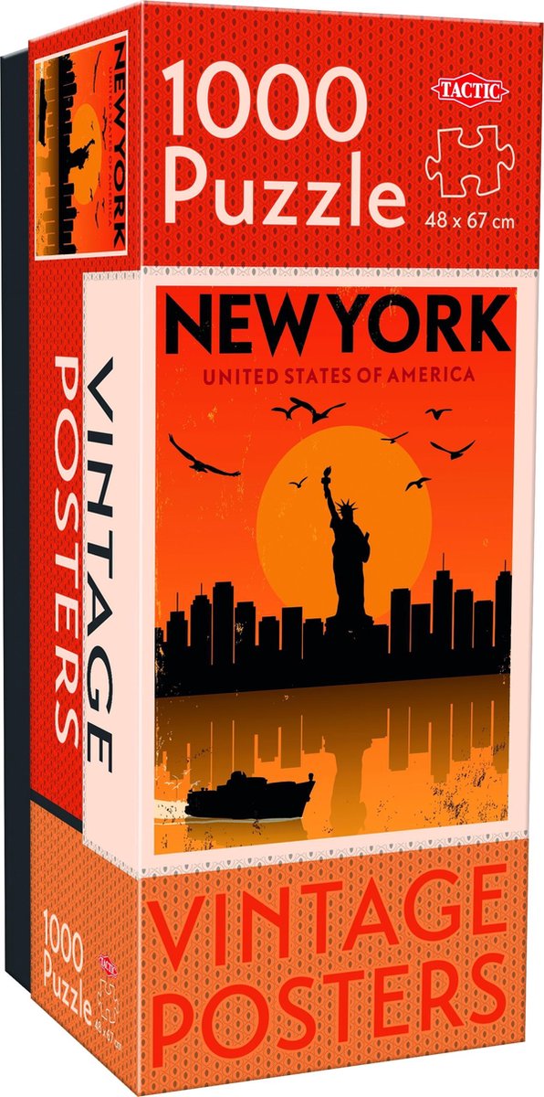 Tactic vintage new york – puzzle – 1000 pièces – ville mondiale emblématique au style rétro – design épuré et apaisant – haute qualité scandinave