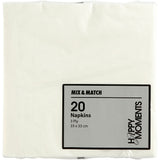 Serviettes Creativ company, taille 33x33 cm, blanches, 20 pièces 1 boîte