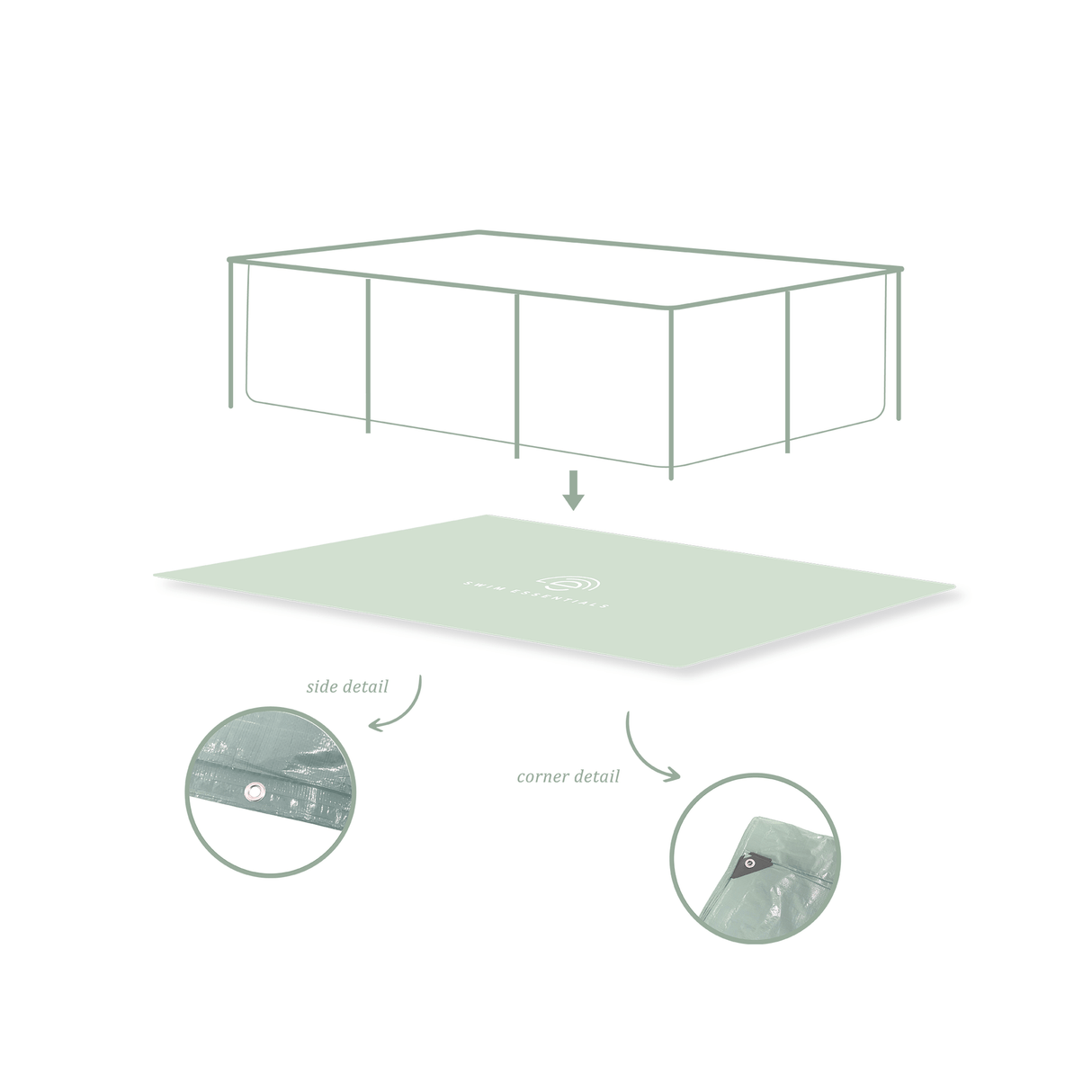 Essences | tapis de sol vert piscine 260x160 cm
