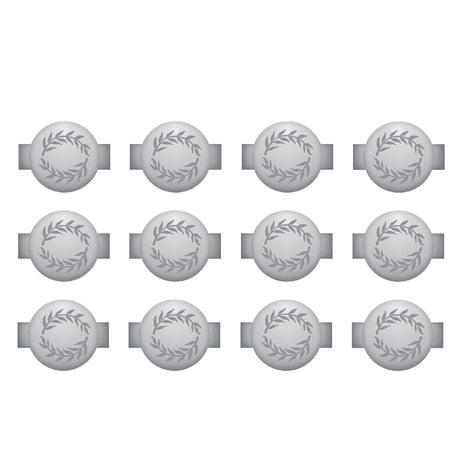 We r makers • breloques agrafes rondes avec feuille en relief argent 12pcs